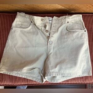 Beige Button-Up Shorts